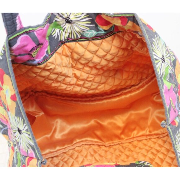 Vera Bradley Grey Jazzy Blooms Floral Tote Bag Baby Orange Travel Spring Beach - Picture 6 of 10